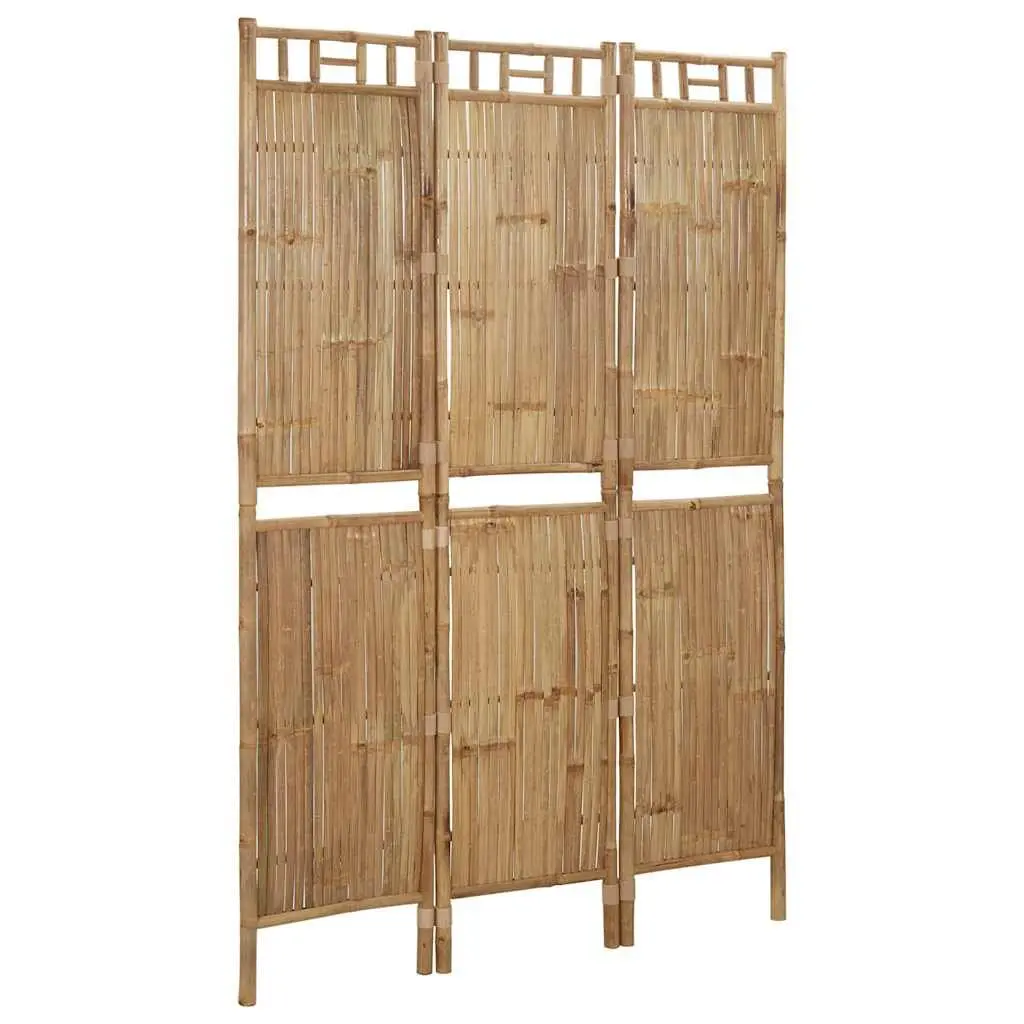 3-Panel Room Divider, Bamboo, 120x180 cm, Brown