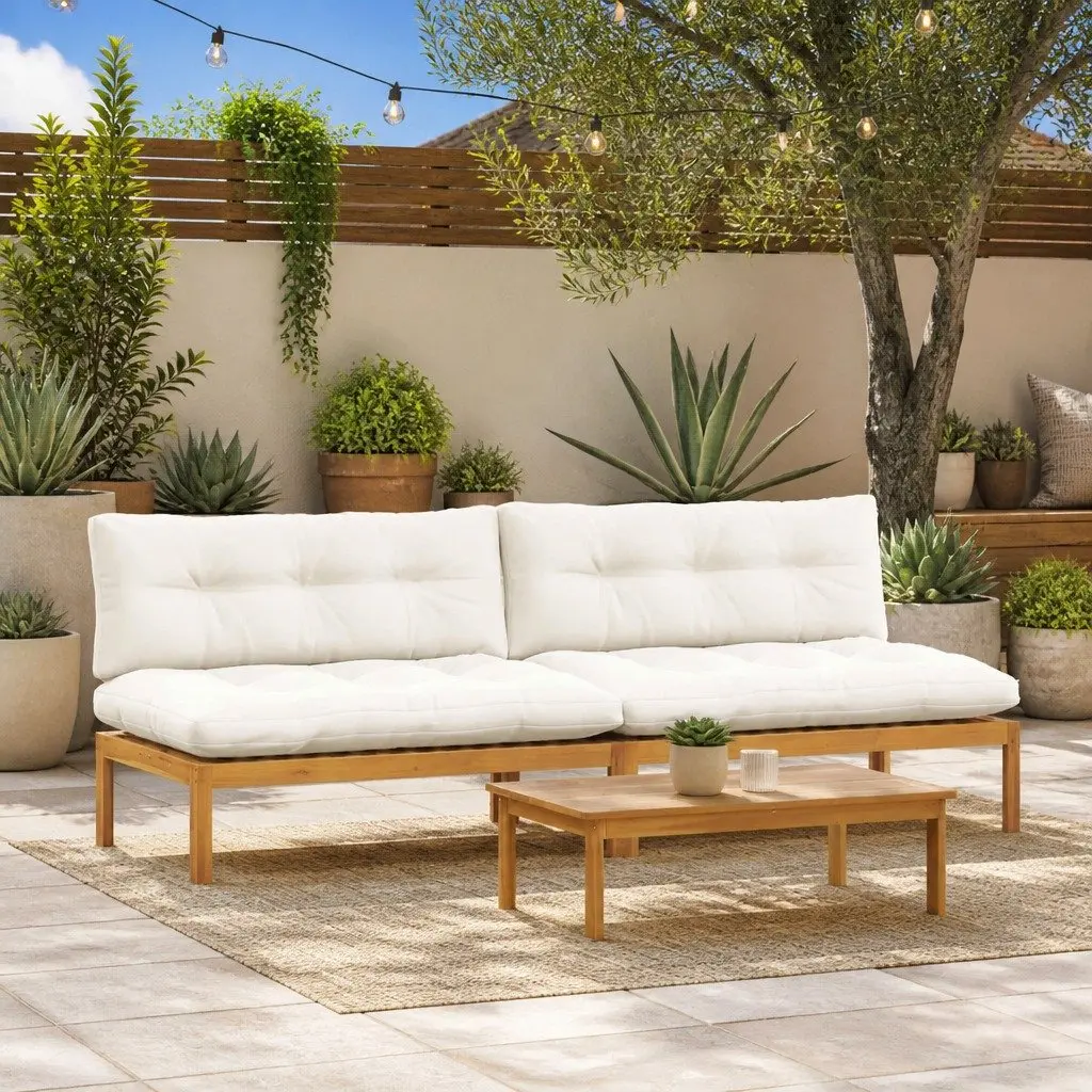 Acacia Wood Outdoor Sectional Sofa Unit