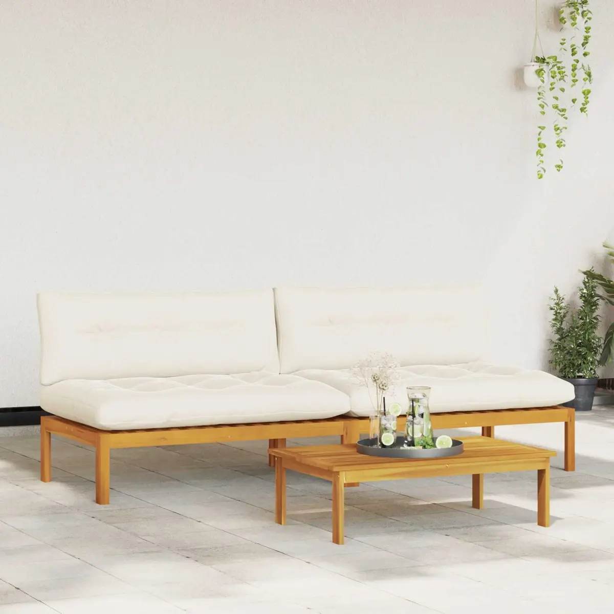 Acacia Wood Outdoor Sectional Sofa Unit