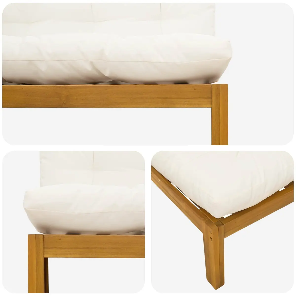 Acacia Wood Outdoor Sectional Sofa Unit