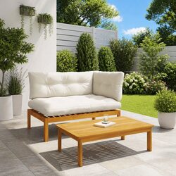 2 pcs Brown Acacia Wood Sectional Sofa Units - Specs Inside