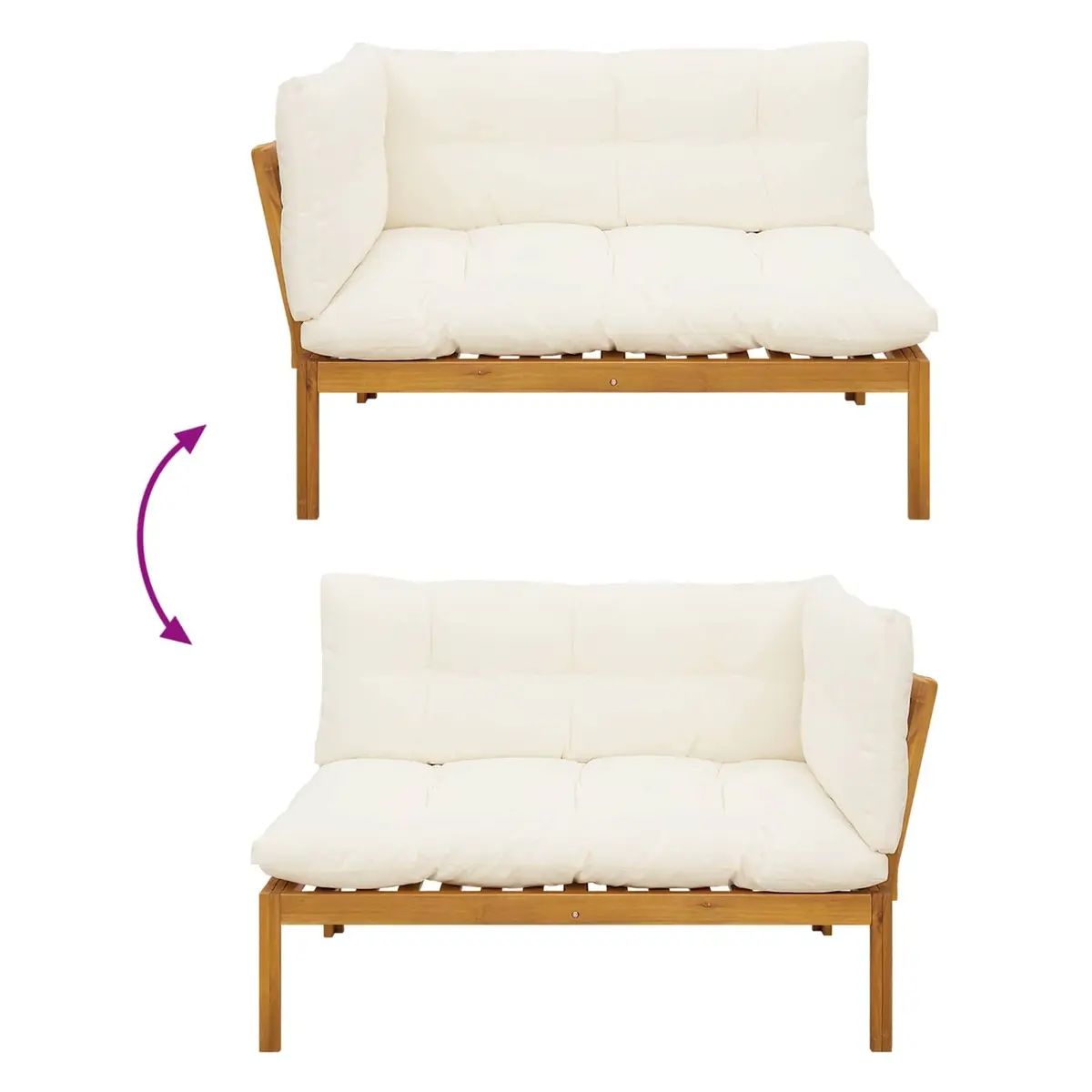 Outdoor Sectional Sofa Units Garden Patio Furniture 2 Piece Brown Acacia Wood