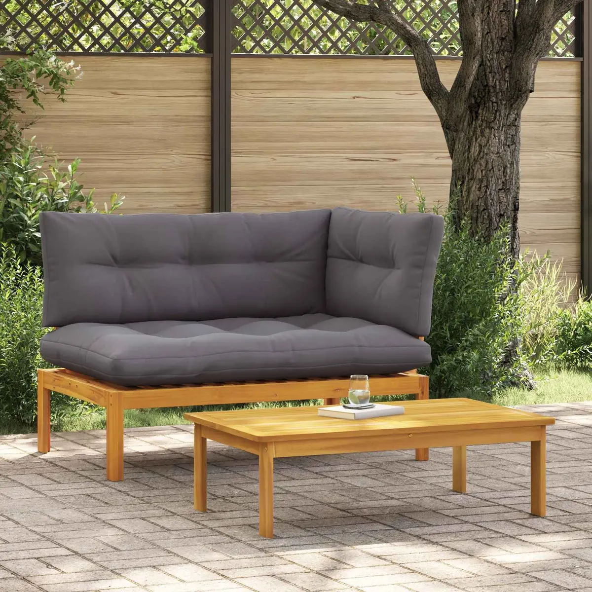 Acacia Wood Outdoor Sofa Set