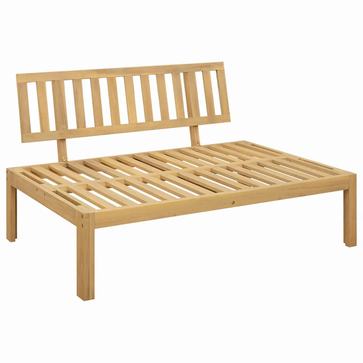 Outdoor Sectional Sofa Middle Unit Light Acacia Cream White Wood Garden Seating
