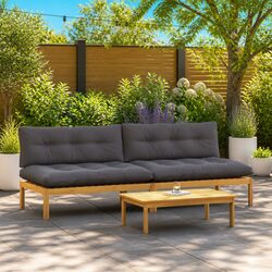 Outdoor Sectional Sofa Middle Unit Garden Patio Furniture Acacia Wood Seating