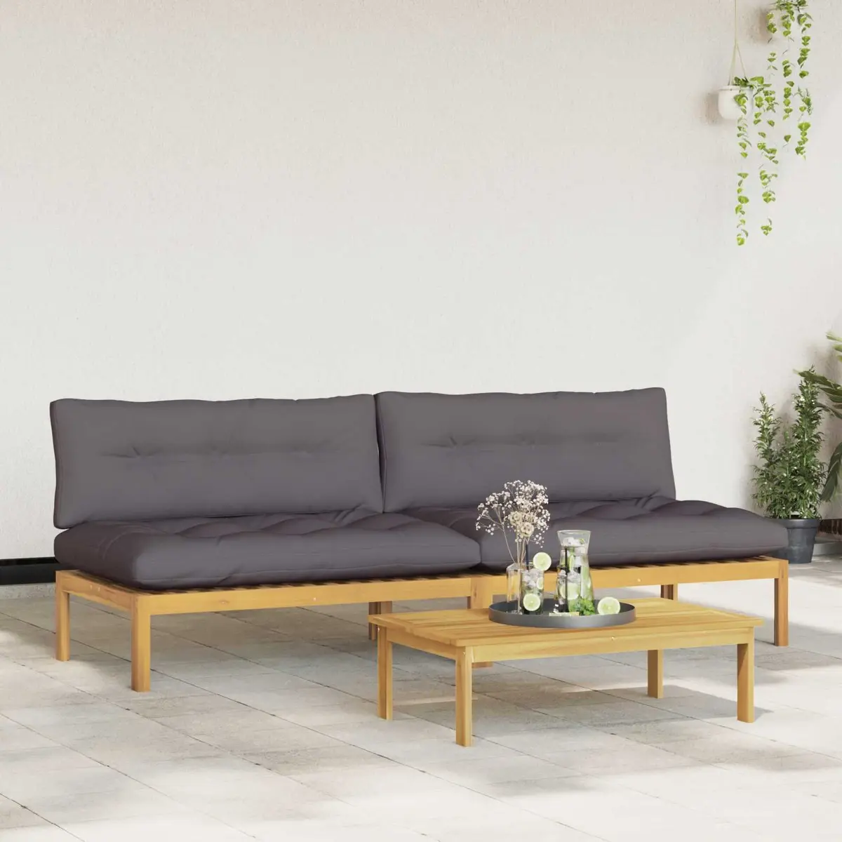 Outdoor Sectional Sofa Middle Unit Garden Patio Furniture Acacia Wood