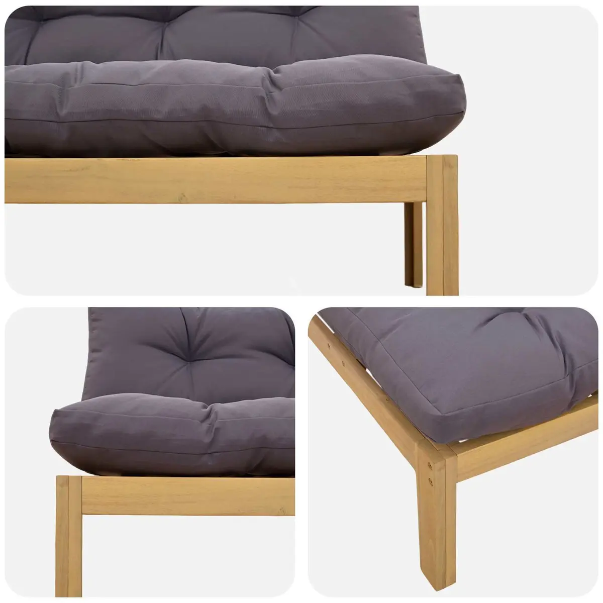 Outdoor Sectional Sofa Middle Unit Garden Patio Furniture Acacia Wood