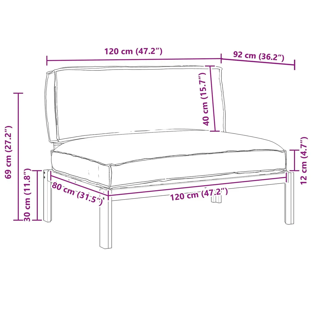 Sofa Set Outdoor Garden Modular Anthracite Solid Acacia Wood
