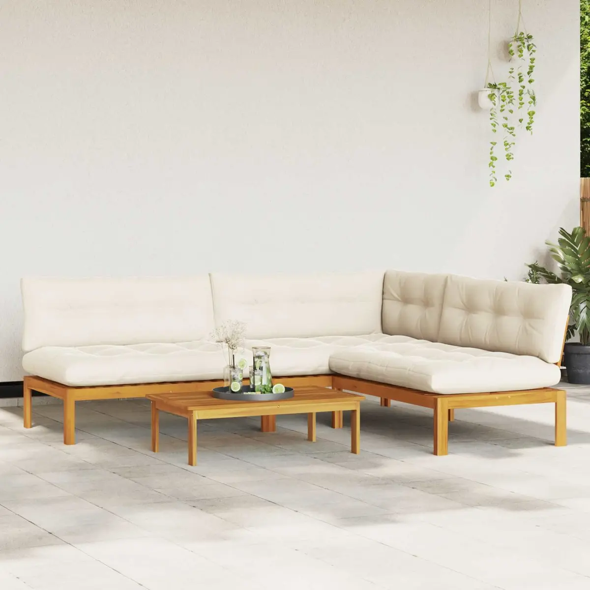 Outdoor Sectional Sofa Set 4 Piece Corner Garden Pallet Seating Lounge
