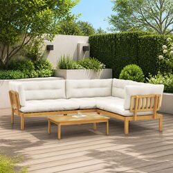 4-Piece Outdoor Sofa Set with Solid Acacia Wood Frame