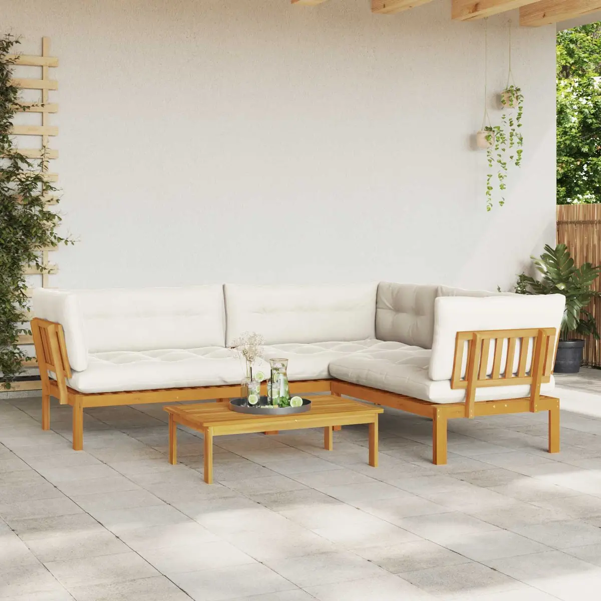 Outdoor Sectional Sofa Set 4 Piece Garden Patio Lounge Corner Seating