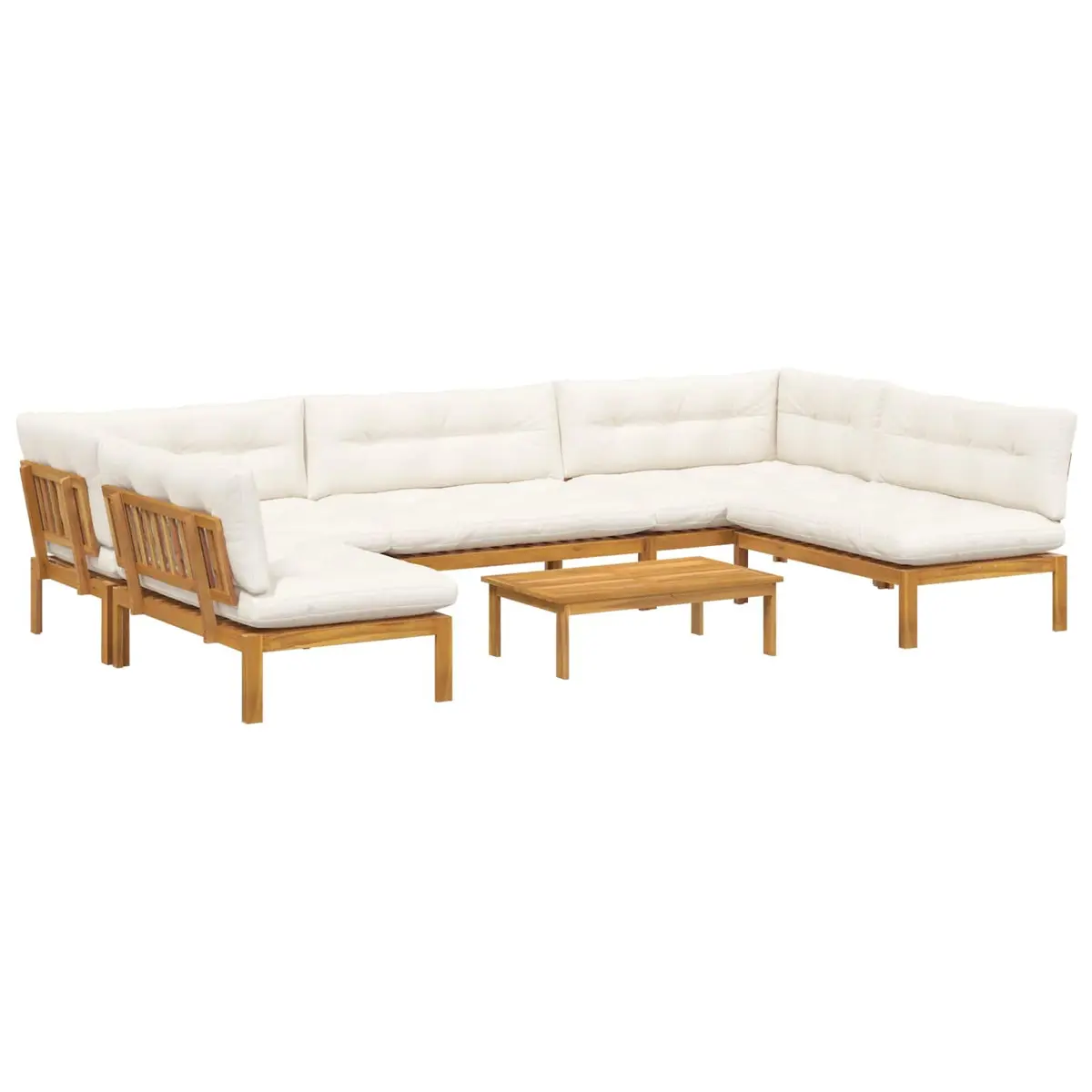 6 Piece Garden Pallet Sofa Set Outdoor Sectional Corner Lounge with Low Table