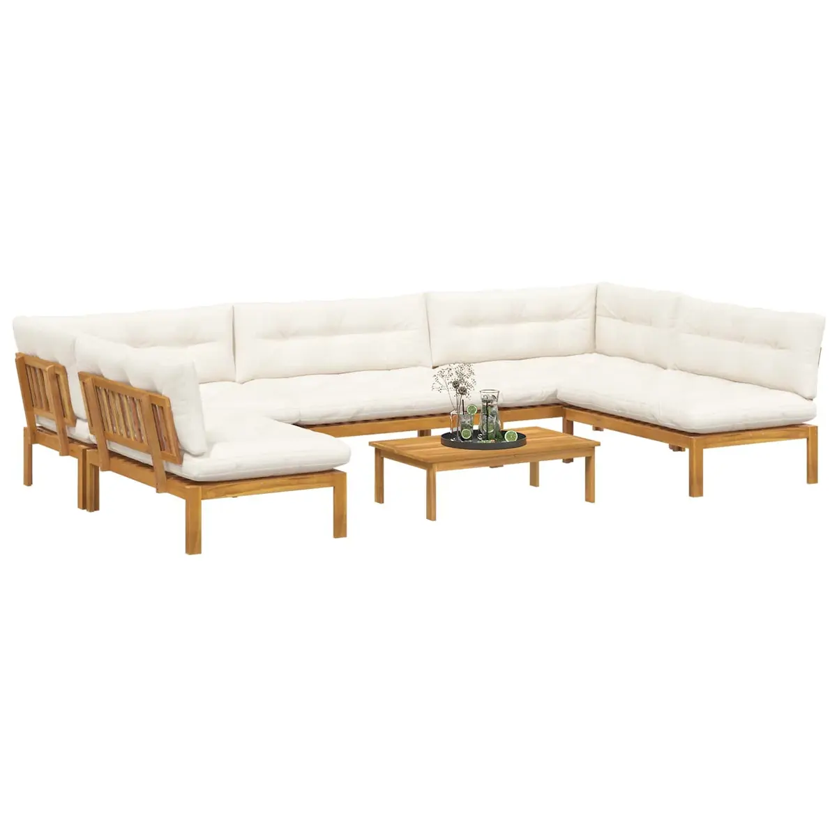 6 Piece Garden Pallet Sofa Set Outdoor Sectional Corner Lounge with Low Table