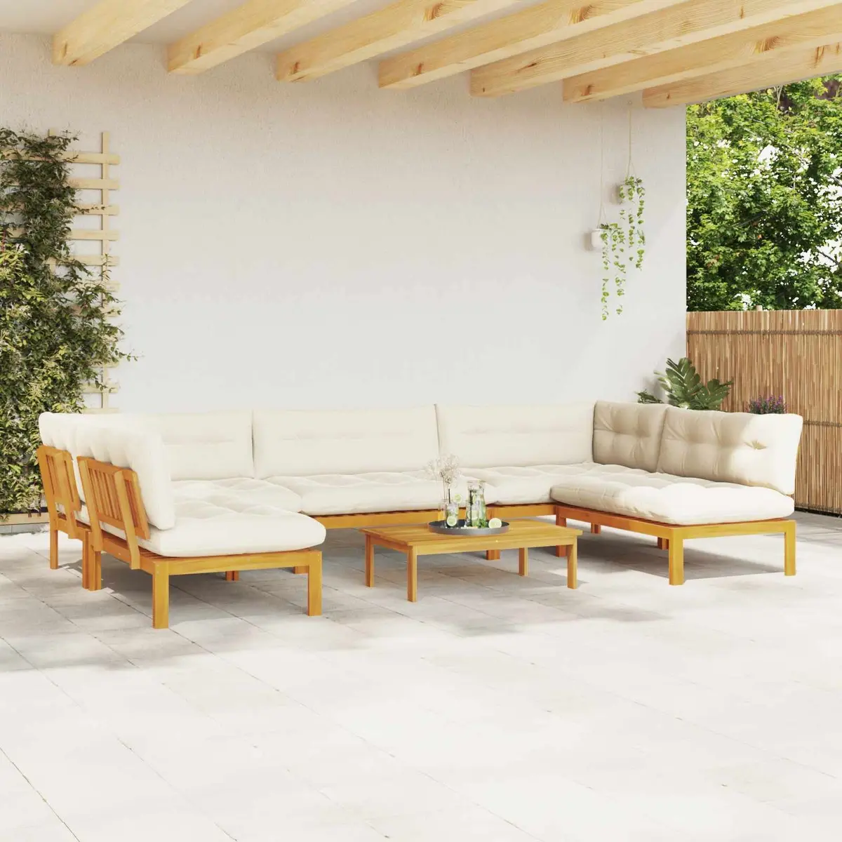 6 Piece Garden Pallet Sofa Set Outdoor Sectional Corner Lounge with Low Table