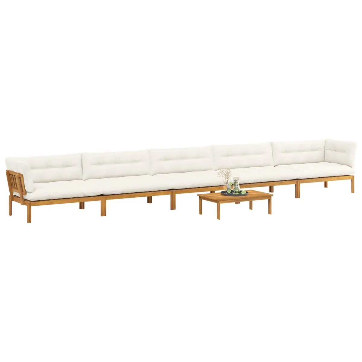 Outdoor Sectional Sofa Set Garden Pallet 6 Piece Corner Lounge Furniture Natural Brown