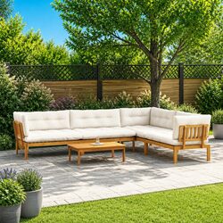 5 Piece Garden Pallet Sofa Set Corner Sectional Outdoor Seating Lounge Furniture