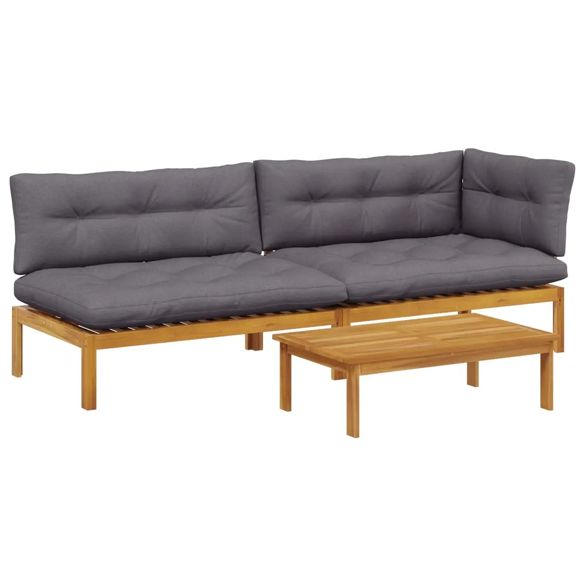 3 Piece Outdoor Corner Lounge Pallet Sofa Set with Table