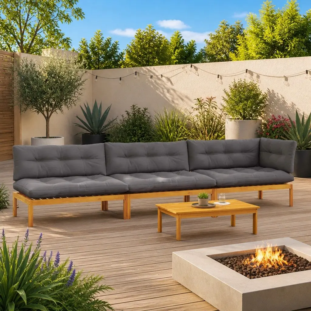 Outdoor Garden Pallet Sofa Sectional Set 4 Piece Corner Lounge Seating