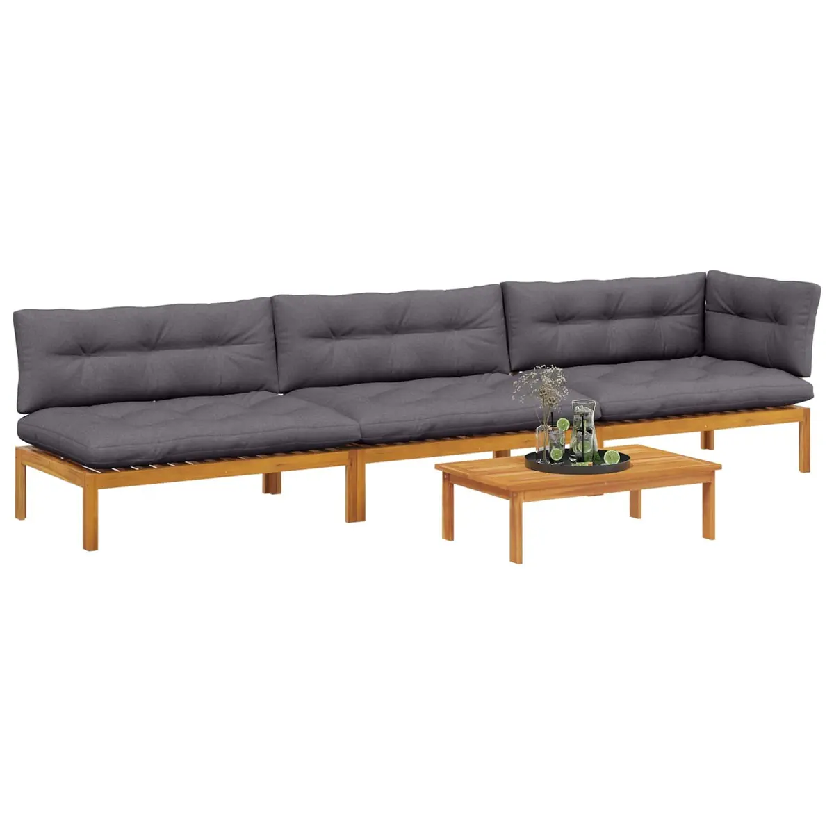 Outdoor Garden Pallet Sofa Sectional Set 4 Piece Corner Lounge Seating