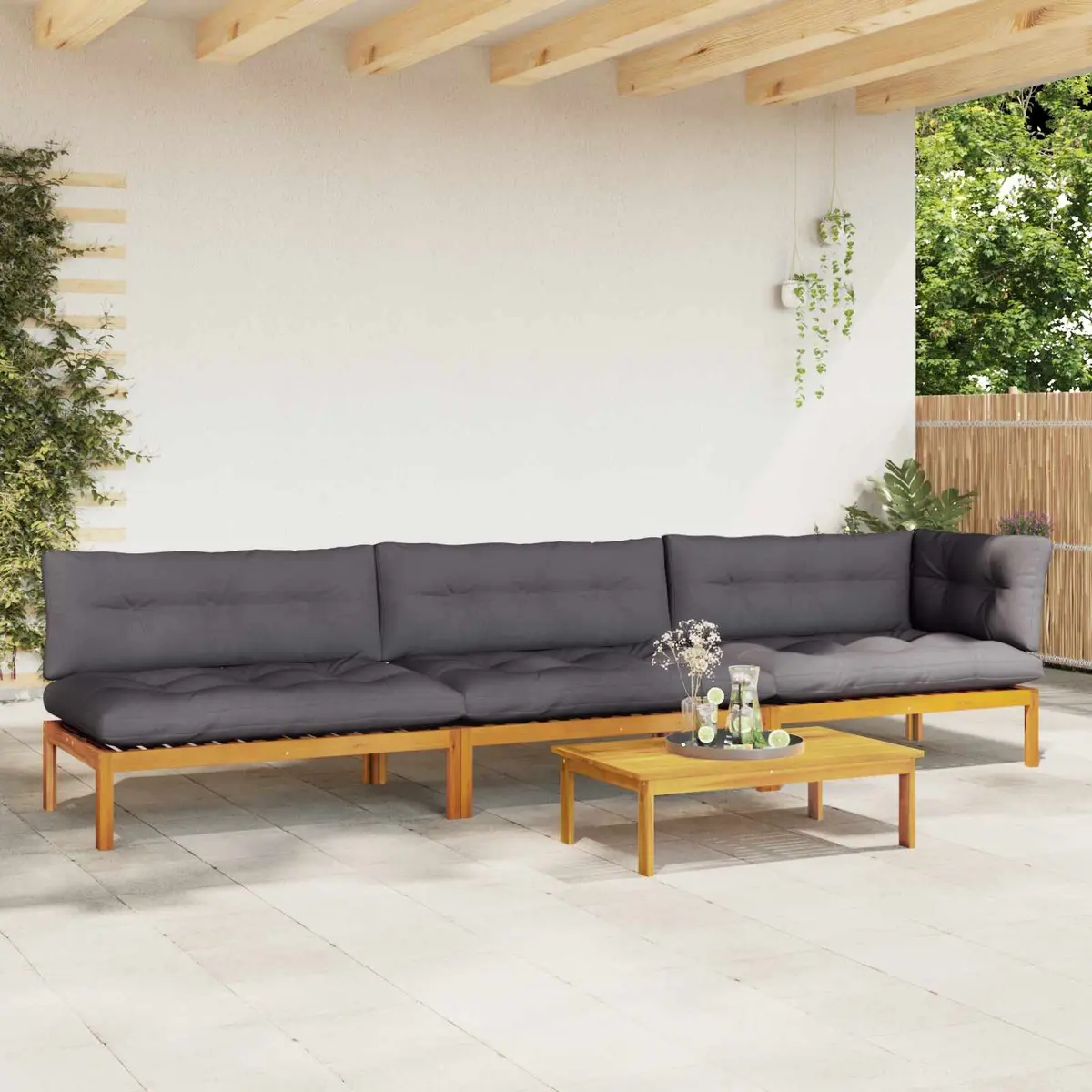 Outdoor Garden Pallet Sofa Sectional Set 4 Piece Corner Lounge Seating