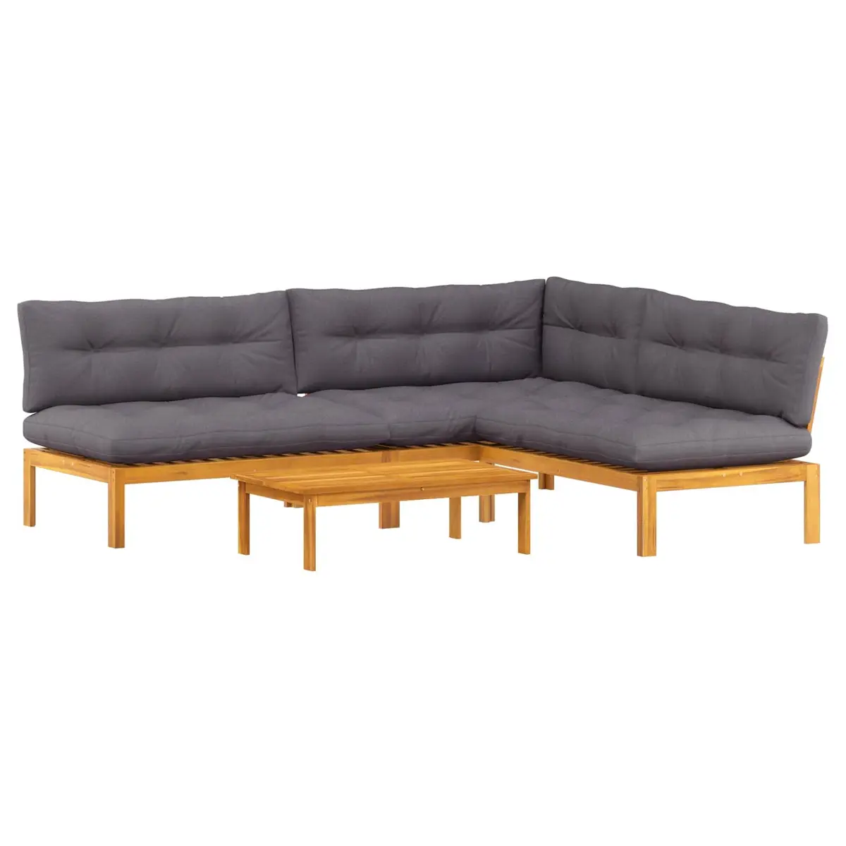 Outdoor Sectional Sofa Corner Lounge Set 4 Piece Garden Pallet Seating Brown