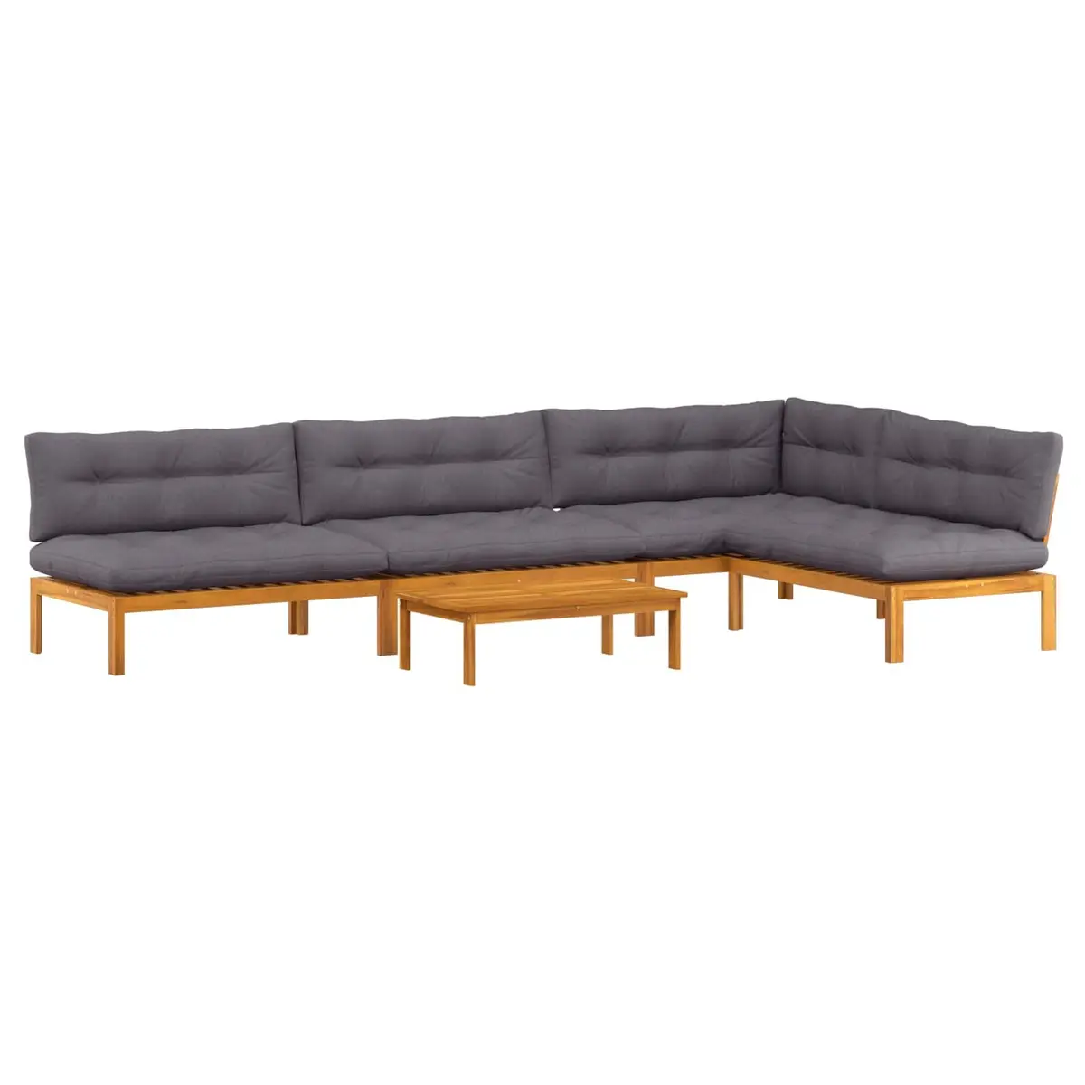 5 Piece Outdoor Lounge Sofa Sectional Set Acacia Wood Garden Patio