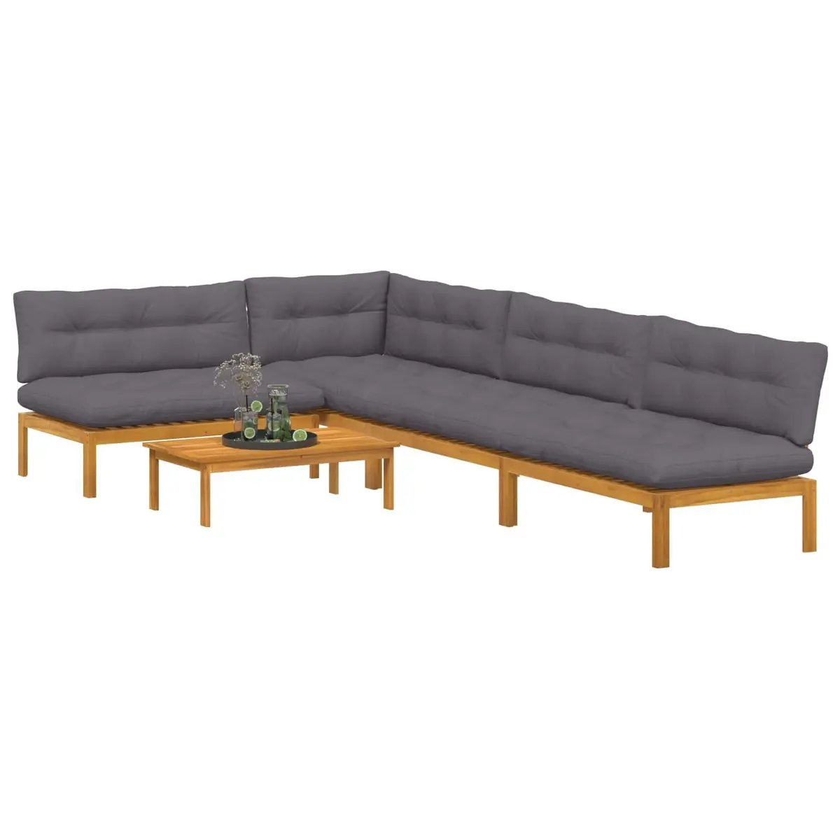 Outdoor Sectional Sofa 5 Piece Pallet Garden Furniture Corner Lounge Seating Set