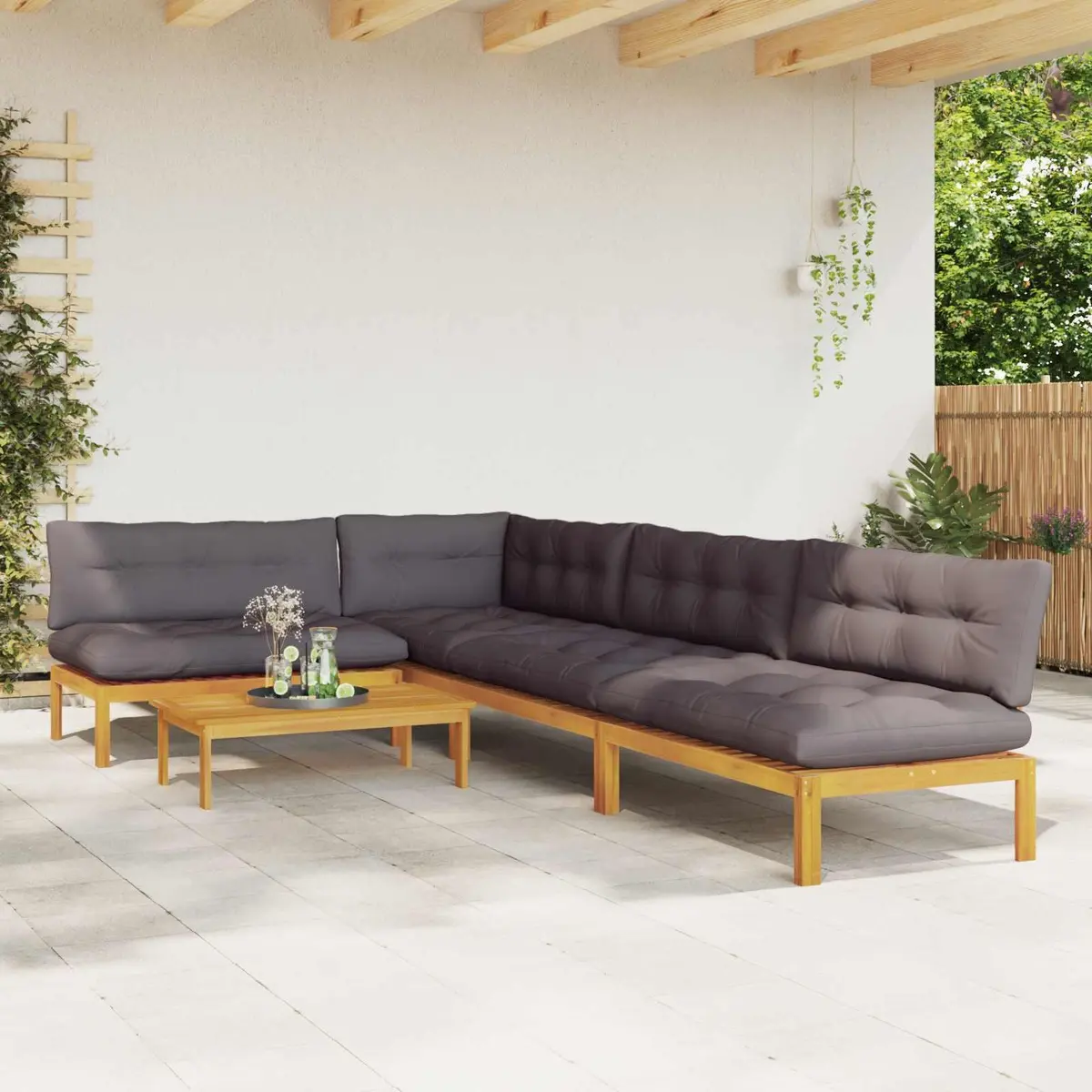 Outdoor Sectional Sofa 5 Piece Pallet Garden Furniture Corner Lounge Seating Set