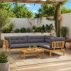 Outdoor Sectional Sofa Set 4 Piece Corner Lounge Garden Patio Furniture with
