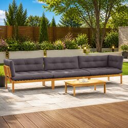 Outdoor Sectional Sofa Set 4 Piece Garden Pallet Lounge Corner Furniture with