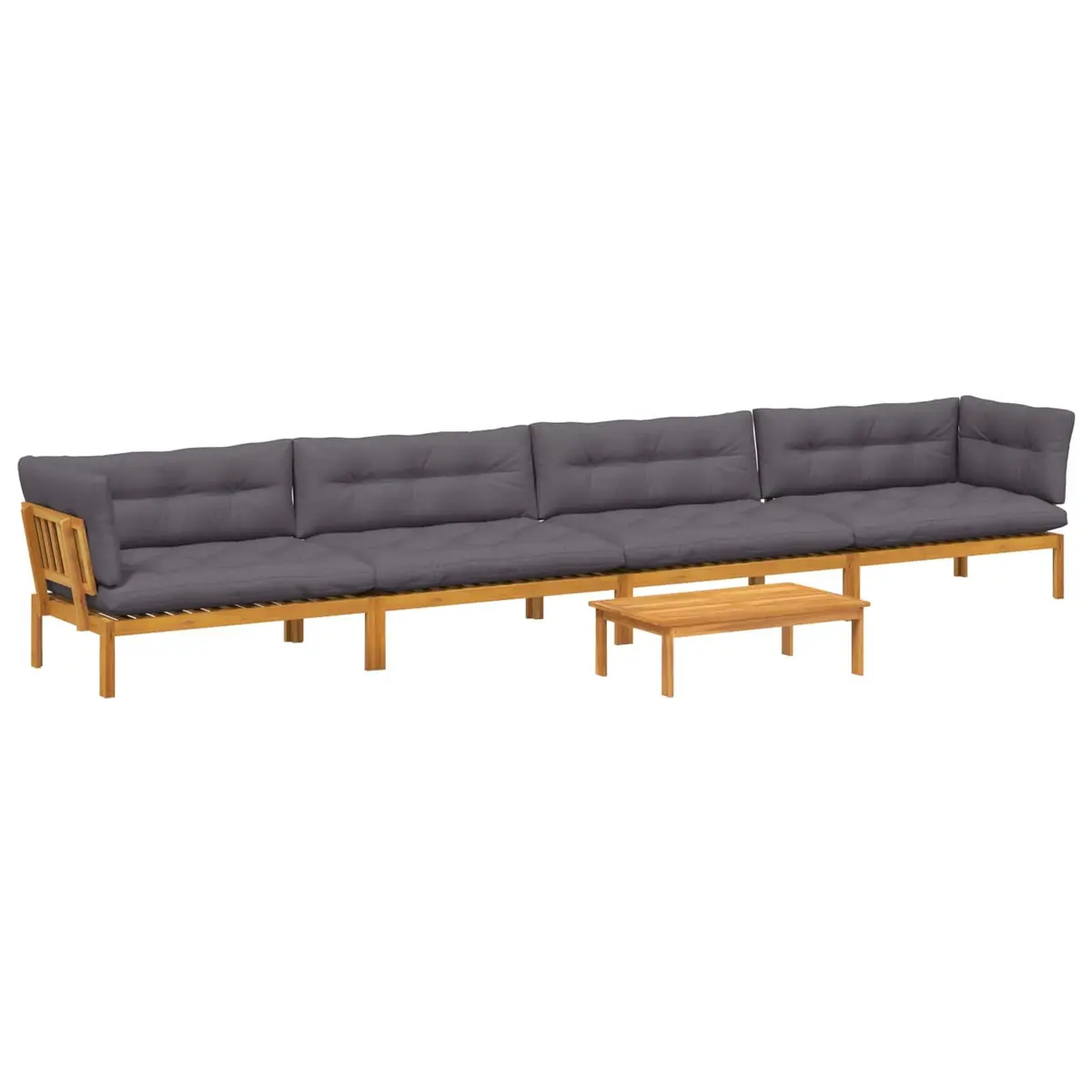 5 Piece Garden Pallet Sectional Sofa Set for Outdoor Use with Table