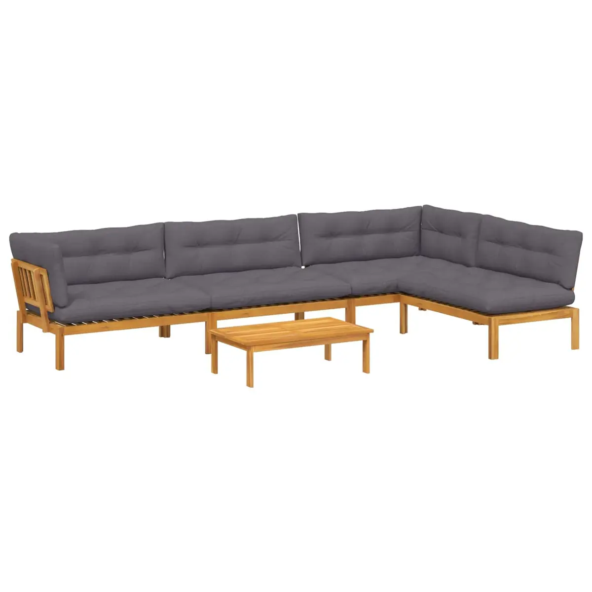 Outdoor Sectional Sofa Set 5 Piece Corner Lounge Seating with Low Table Brown