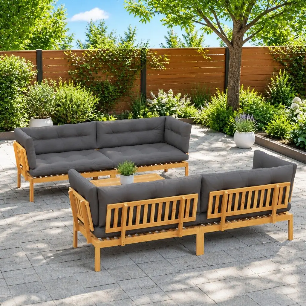 5 Piece Garden Pallet Sofa Set Corner Lounge Outdoor Sectional Units with Table