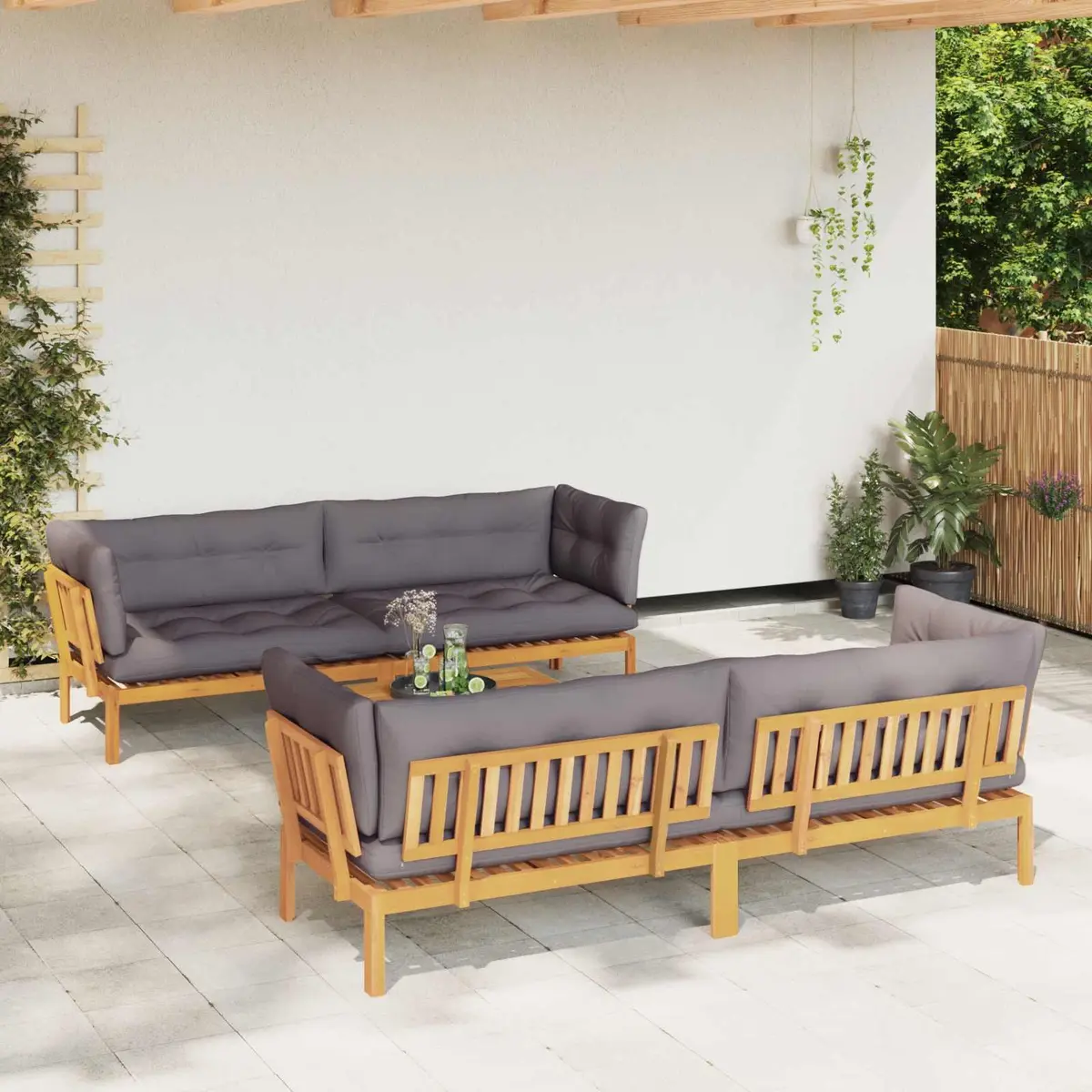 5 Piece Garden Pallet Sofa Set Corner Lounge Outdoor Sectional Units with Table