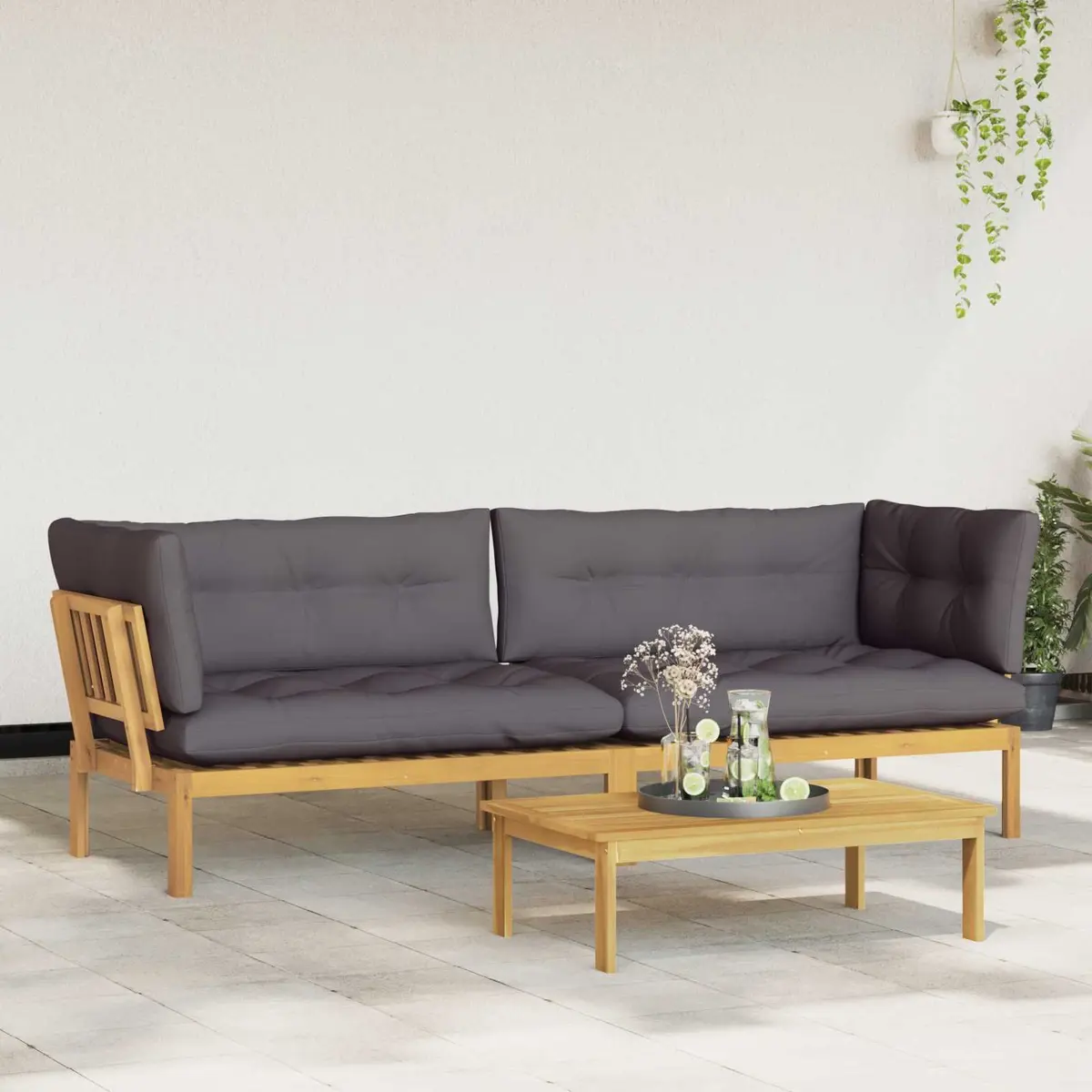 Garden Pallet Sectional Sofa Set Outdoor Furniture 2 Piece Corner Lounge