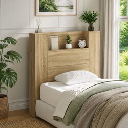Engineered Wood Storage Headboard with RGB LED Lights