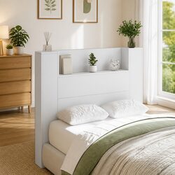 White Engineered Wood Headboard with RGB Lighting Specs