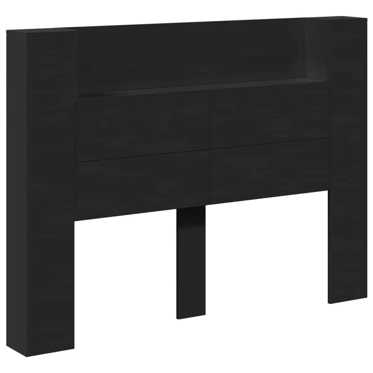 Storage Headboard with RGB LED Lights Bedroom Furniture Engineered Wood Black
