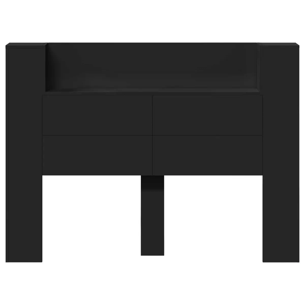Storage Headboard with RGB LED Lights Bedroom Furniture Engineered Wood Black