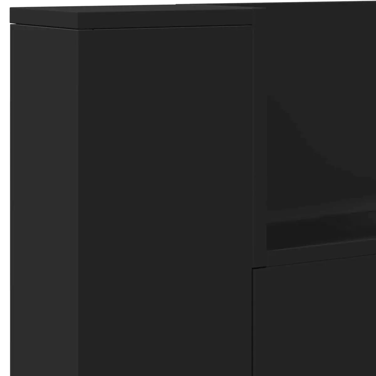 Storage Headboard with RGB LED Lights Bedroom Furniture Engineered Wood Black