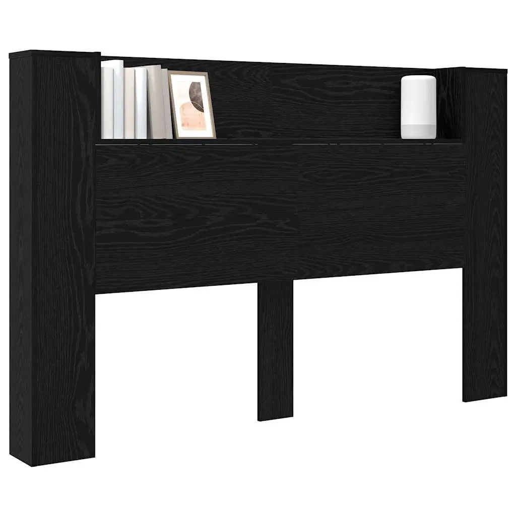 Storage Headboard with RGB LED Lights for Bedroom Black