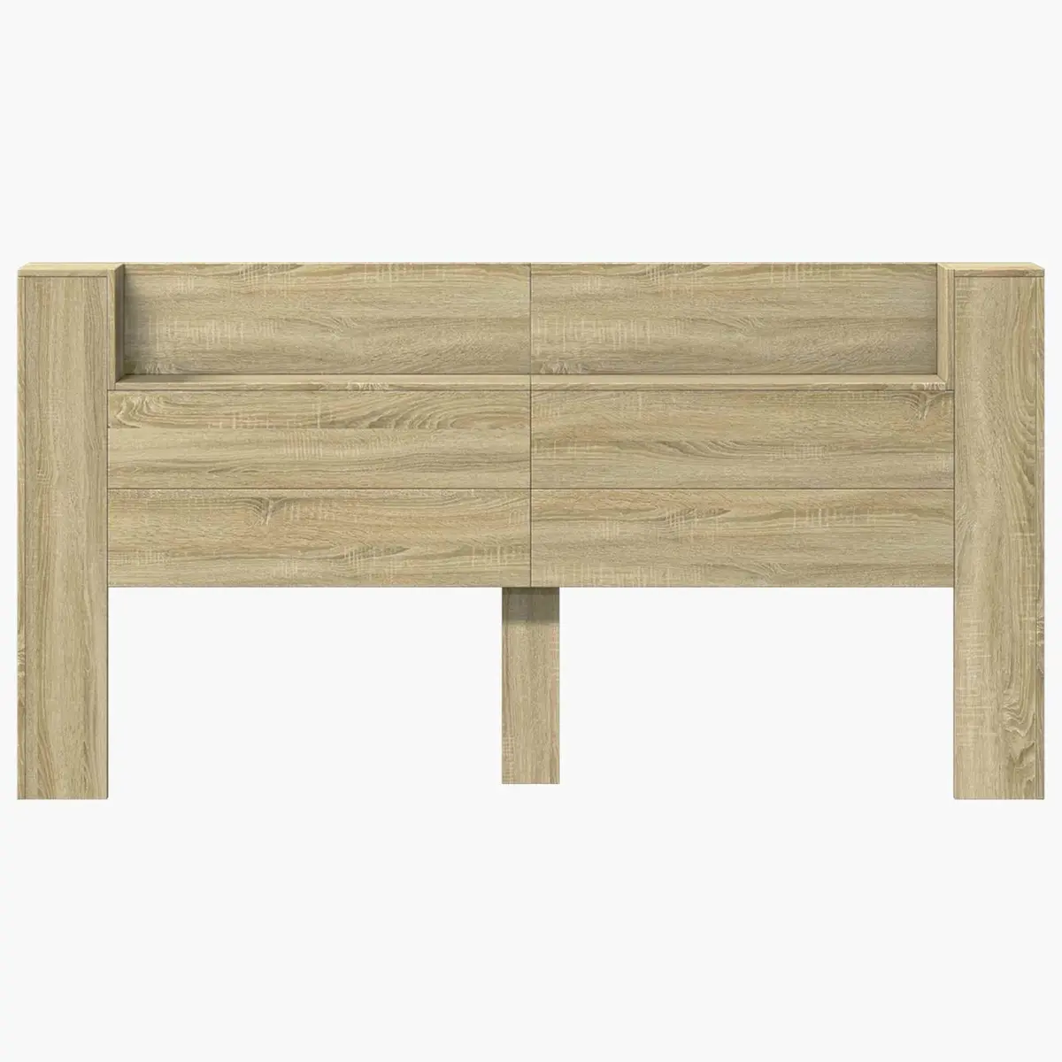 Storage Headboard for Bedroom with RGB LED Lights Engineered Wood Size Sonoma Oak