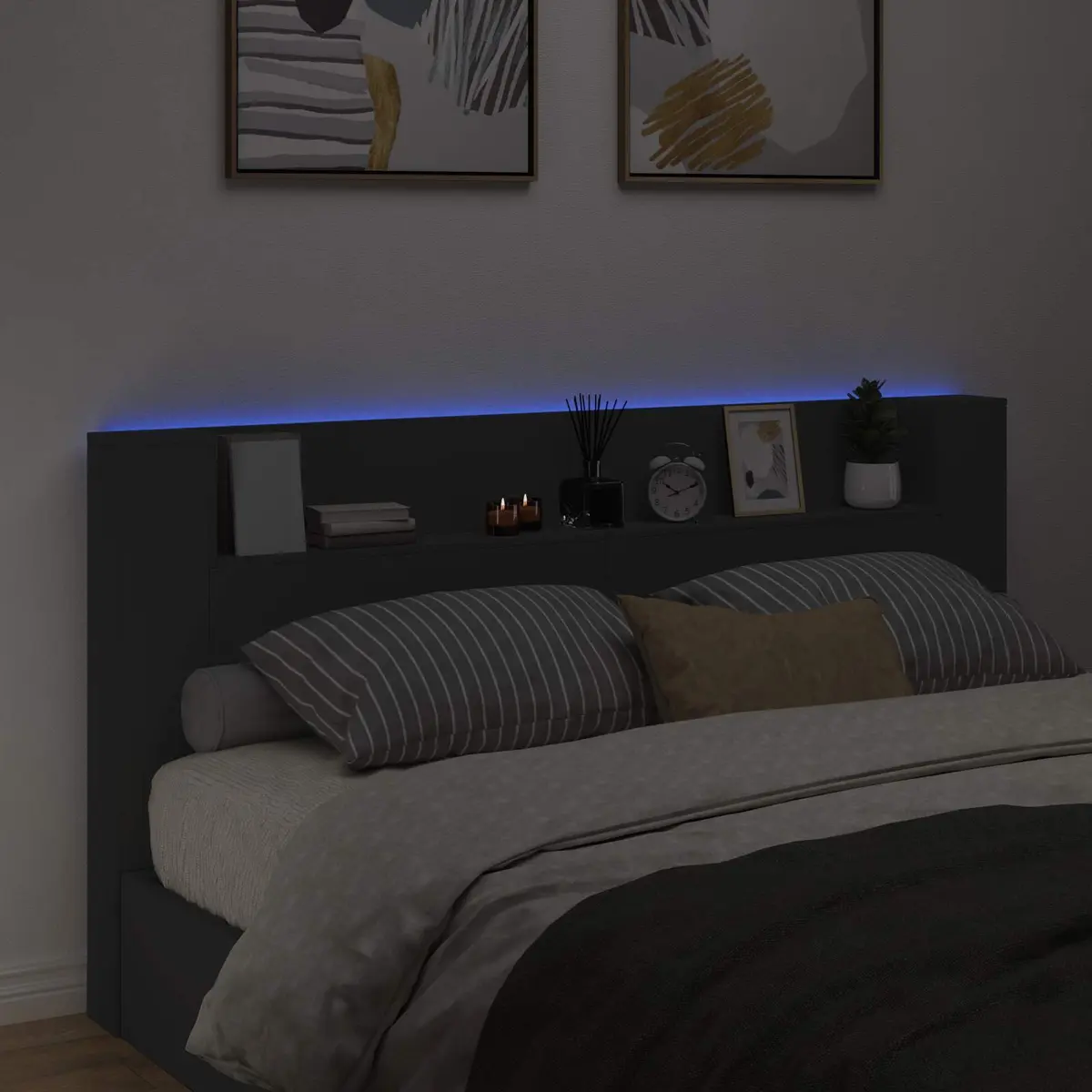 RGB LED Storage Headboard in Black
