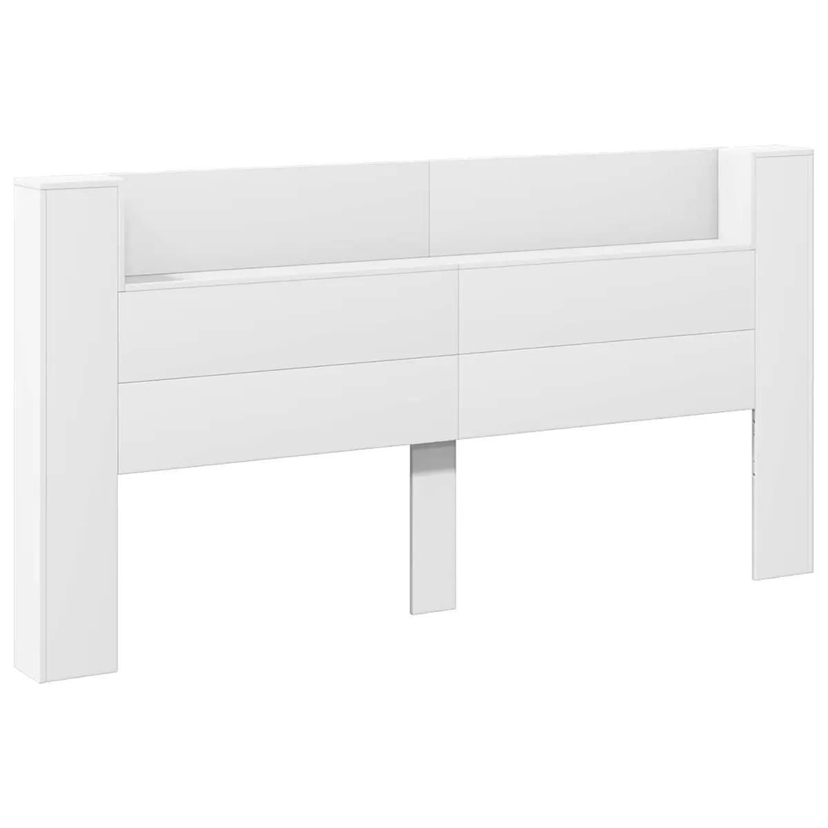 Storage Headboard Bedroom White Engineered Wood with RGB LED Lights