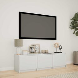 White TV Cabinet Dimensions: 140 x 34 x 40 cm with LED Lights