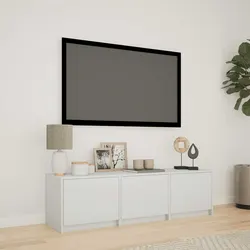 White TV Cabinet Dimensions: 140 x 34 x 40 cm with LED Lights