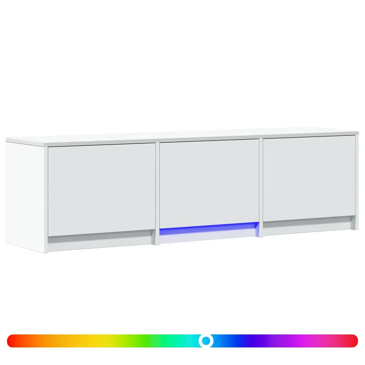 TV Cabinet with LED Lights for Lounge White Engineered Wood Storage Unit 140 x 34 x 40 cm