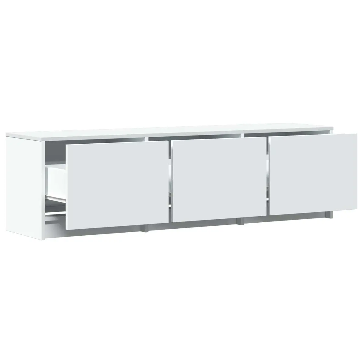 TV Cabinet with LED Lights for Lounge White Engineered Wood Storage Unit 140 x 34 x 40 cm