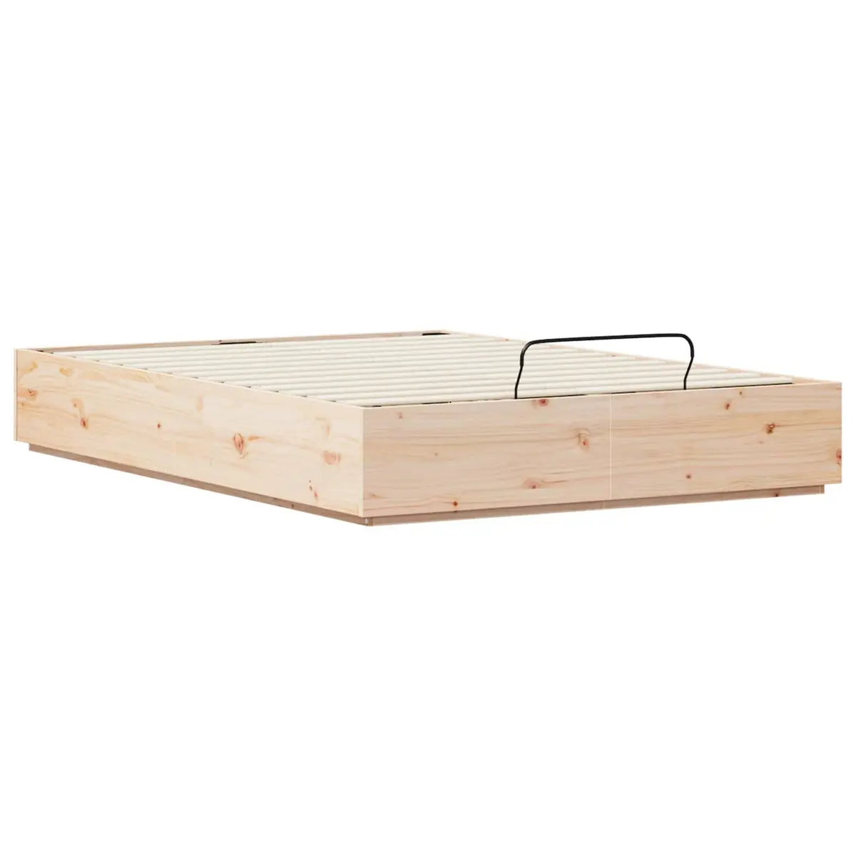 Ottoman Bed Frame with Storage Solid Pine Wood Natural 135 x 190 cm