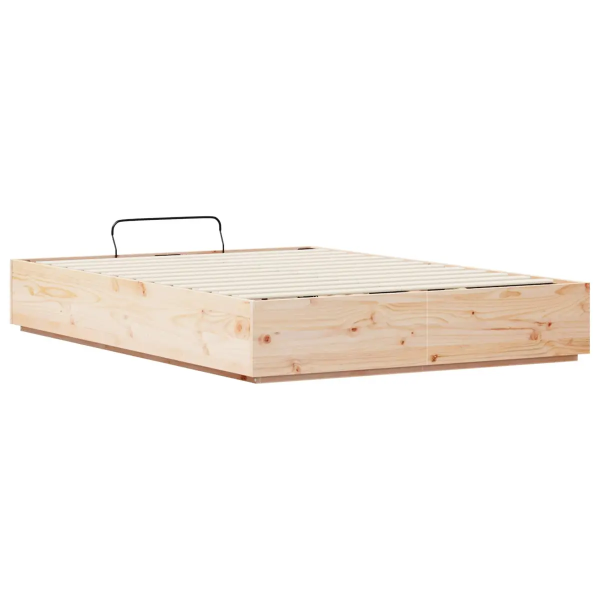 Ottoman Bed Frame with Storage Solid Pine Wood Natural 135 x 190 cm